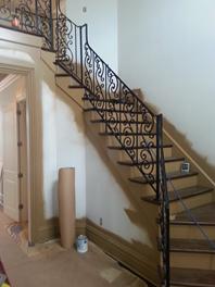 scroll railing on winder stair