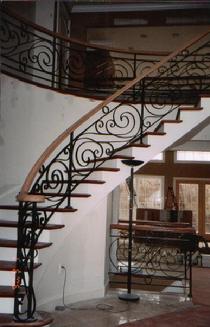 custom forged scroll curved stair railing